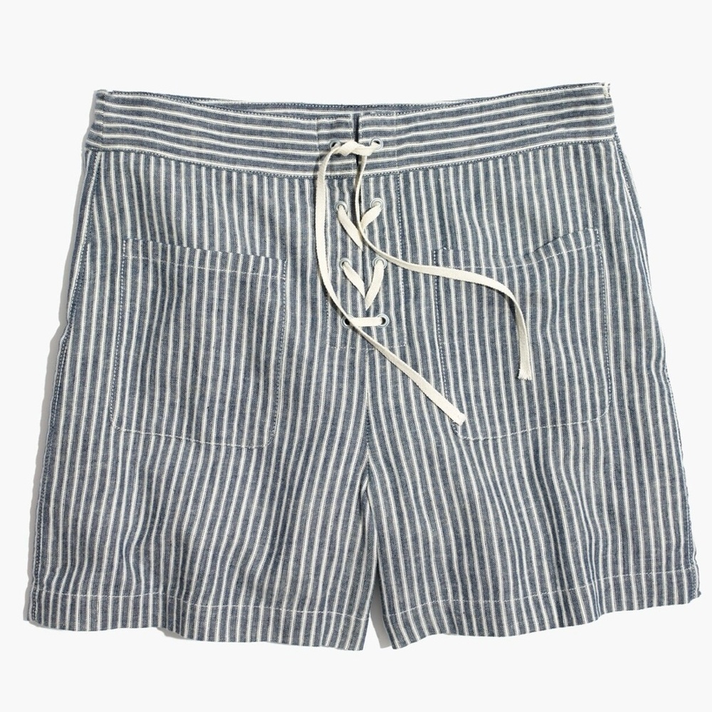Madewell Pinstripe Lace-up Shorts